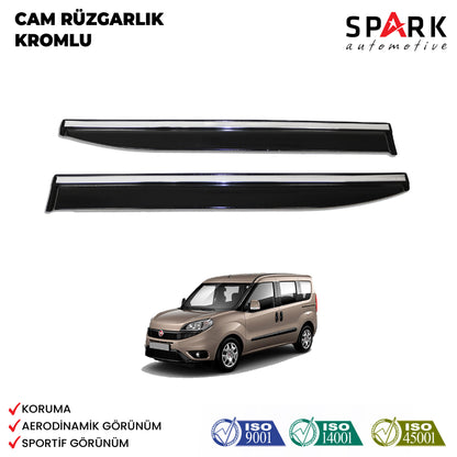 Fiat Doblo 2015-2022 Yıl Aralığı Uyumlu Cam Rüzgarlığı Kromlu 4 Parça