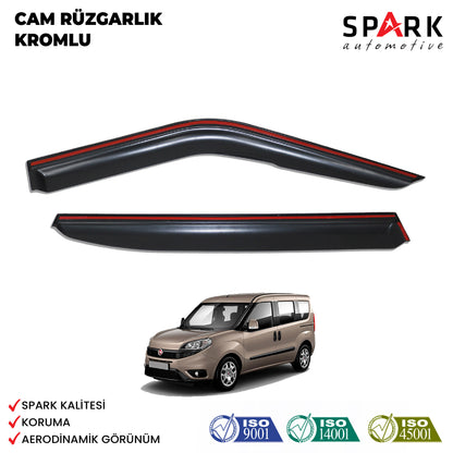 Fiat Doblo 2015-2022 Yıl Aralığı Uyumlu Cam Rüzgarlığı Kromlu 4 Parça