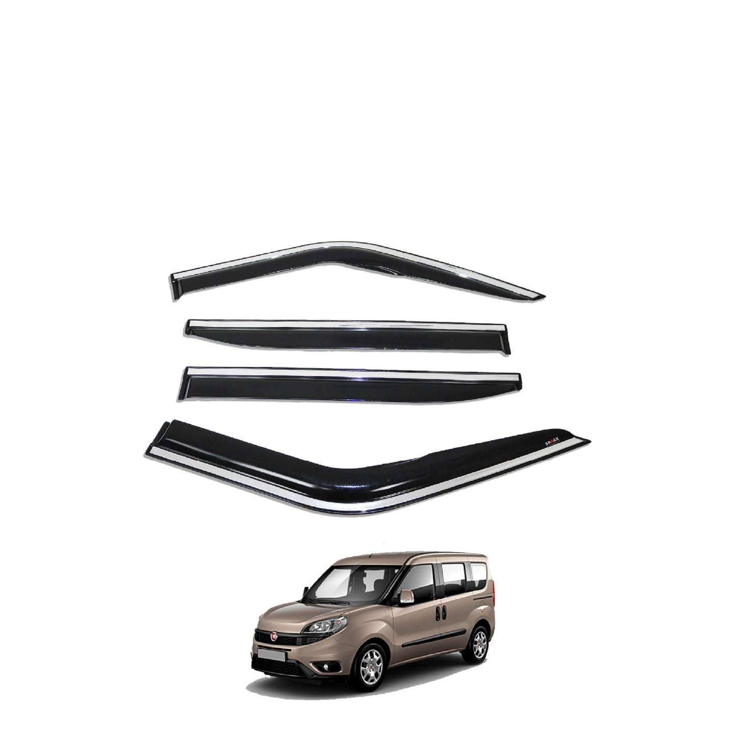 Fiat Doblo 2015-2022 Yıl Aralığı Uyumlu Cam Rüzgarlığı Kromlu 4 Parça