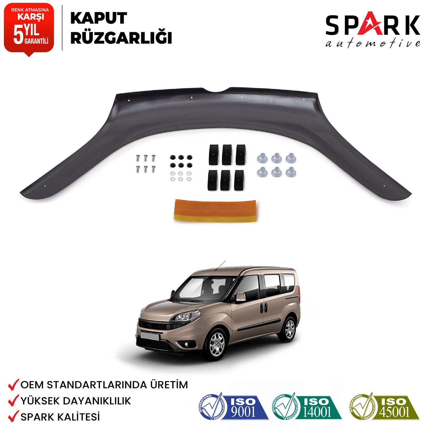 Fiat Doblo 2015-2022 Yıl Aralığı Uyumlu Kaput Rüzgarlığı 3mm