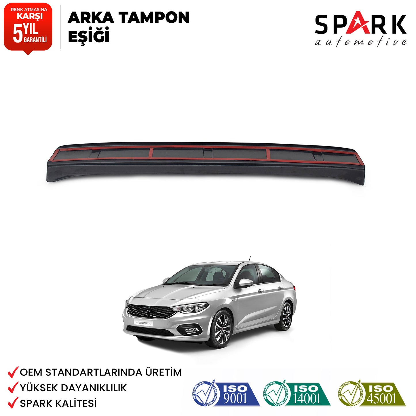 Fiat Egea 2015- Yılı ve Sonrası Uyumlu Arka Tampon Eşiği Parlak