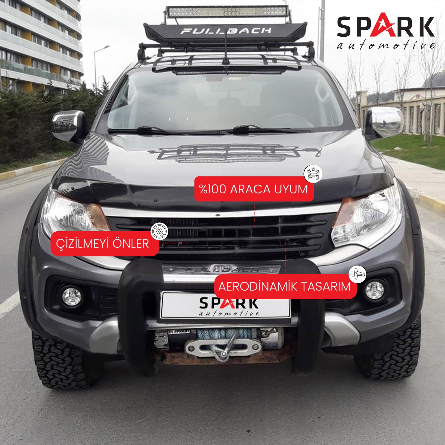Fiat Fullback 2016- Yılı ve Sonrası Uyumlu Kaput Rüzgarlığı 3mm