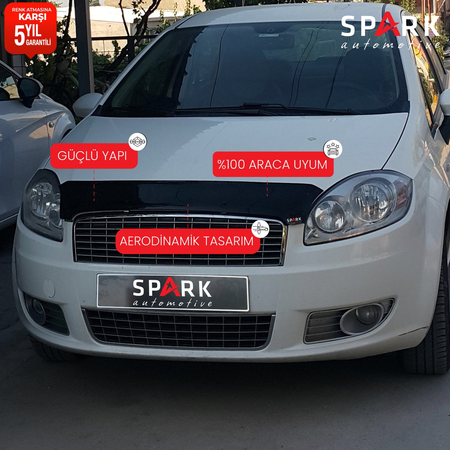Fiat Linea 2007-2018 Yıl Aralığı Uyumlu Kaput Rüzgarlığı 3mm