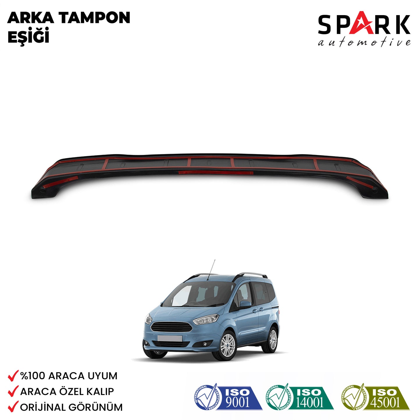 Ford Courier 2018-2023 Yıl Aralığı Uyumlu Arka Tampon Eşiği Parlak