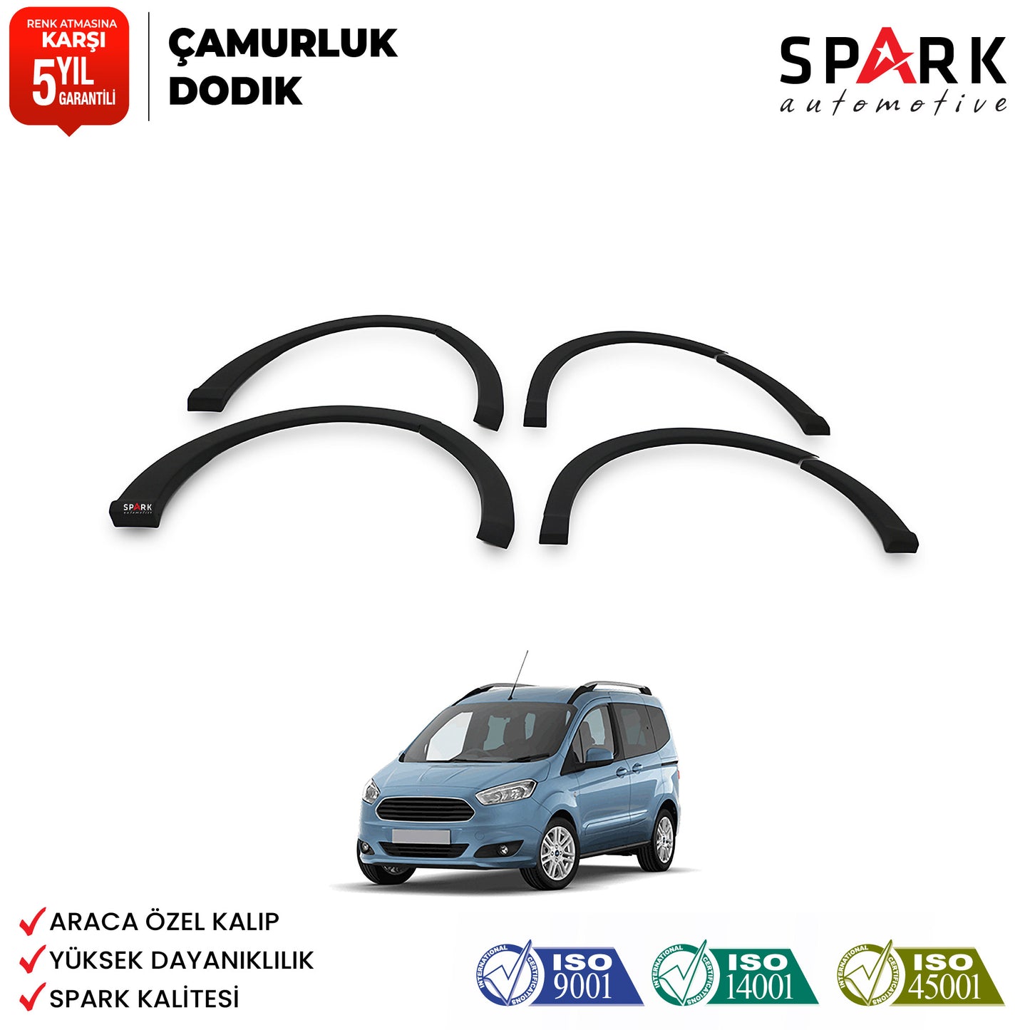 Ford Courier 2014-2018 Yıl Aralığı Uyumlu Çamurluk Dodik 8 Parça