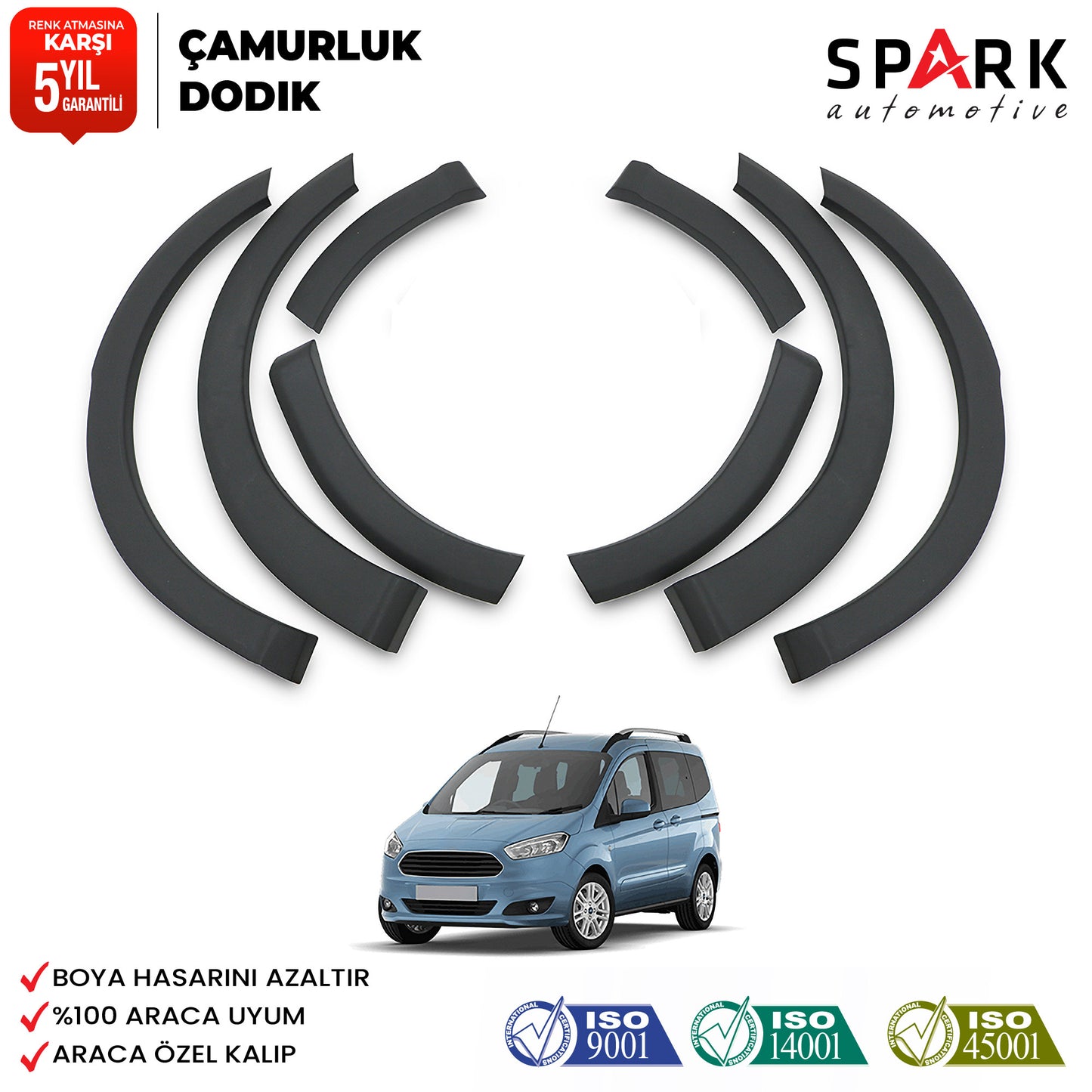 Ford Courier 2014-2018 Yıl Aralığı Uyumlu Çamurluk Dodik 8 Parça