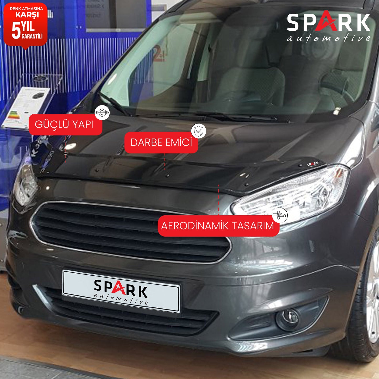 Ford Courier 2018-2023 Yıl Aralığı Uyumlu Kaput Rüzgarlığı 3mm