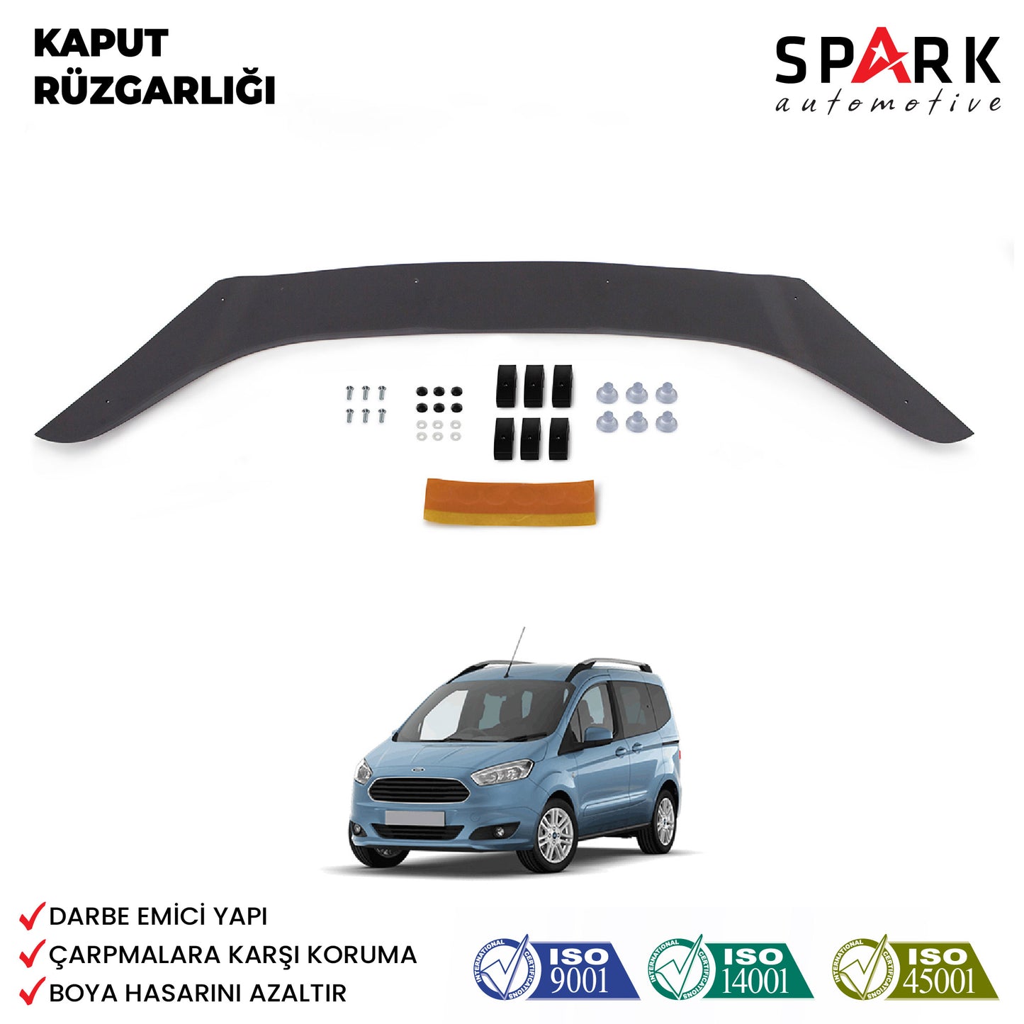 Ford Courier 2018-2023 Yıl Aralığı Uyumlu Kaput Rüzgarlığı 4mm