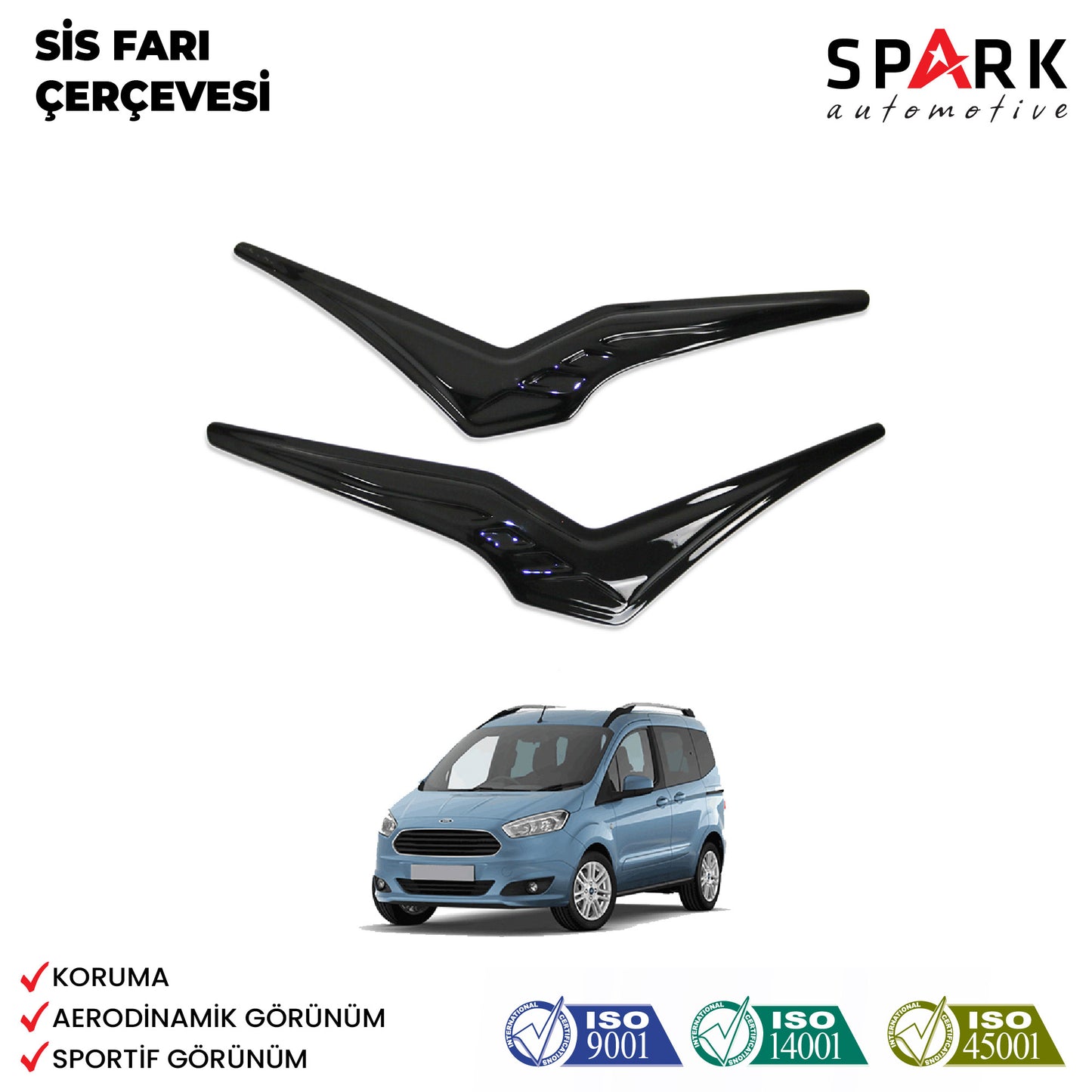 Ford Courier 2018-2023 Yıl Aralığı Uyumlu Sis Farı Çerçevesi 2 Parça