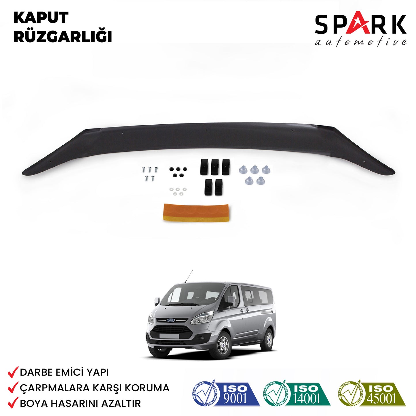 Ford Custom 2012-2017 Yıl Aralığı Uyumlu Kaput Rüzgarlığı 3mm