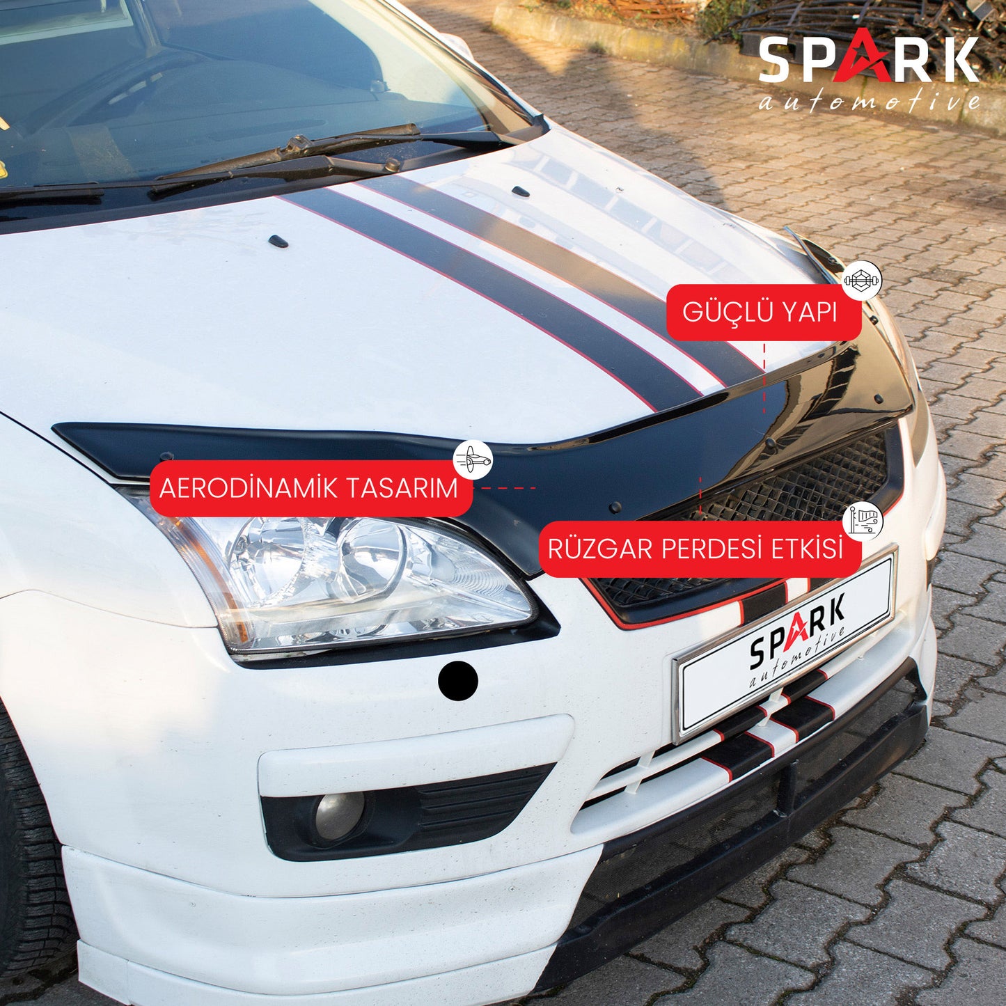 Ford Focus 2005-2008 Yıl Aralığı Uyumlu Kaput Rüzgarlığı 4mm
