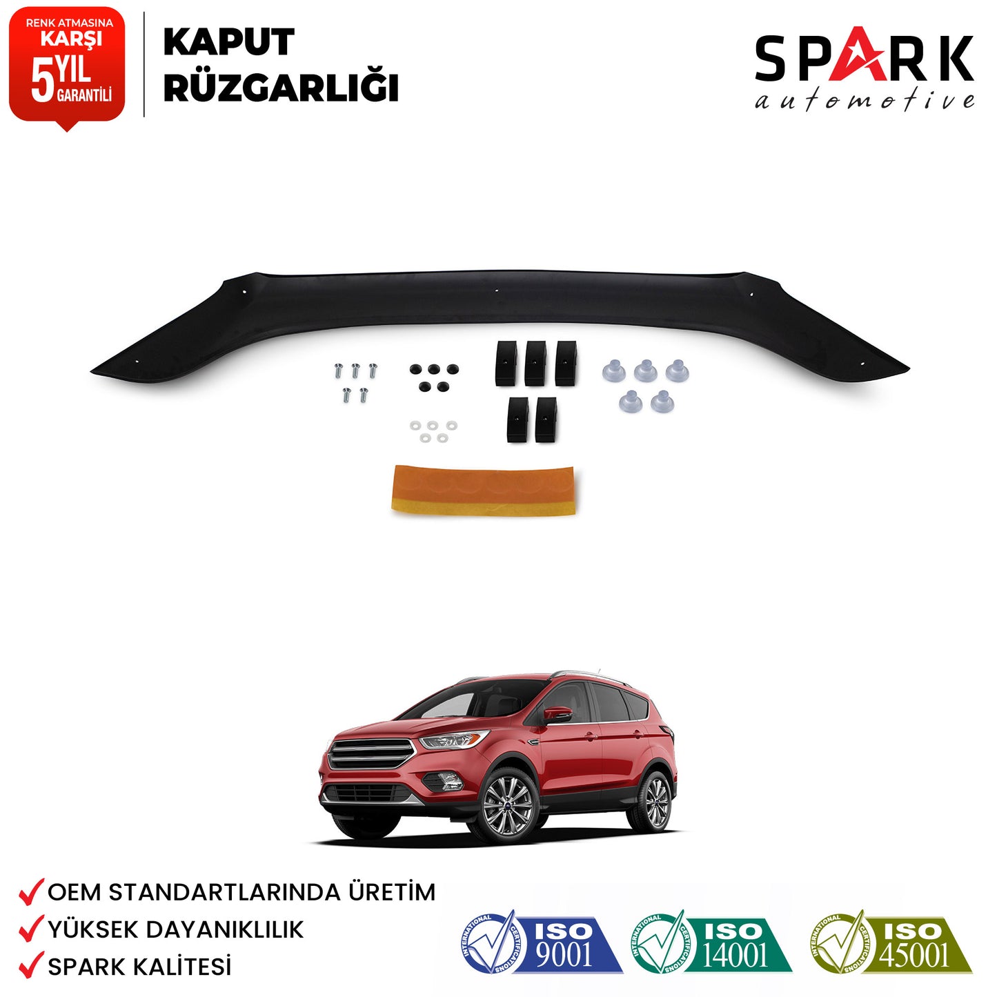 Ford Kuga 2016-2019 Yıl Aralığı Uyumlu Kaput Rüzgarlığı 3mm