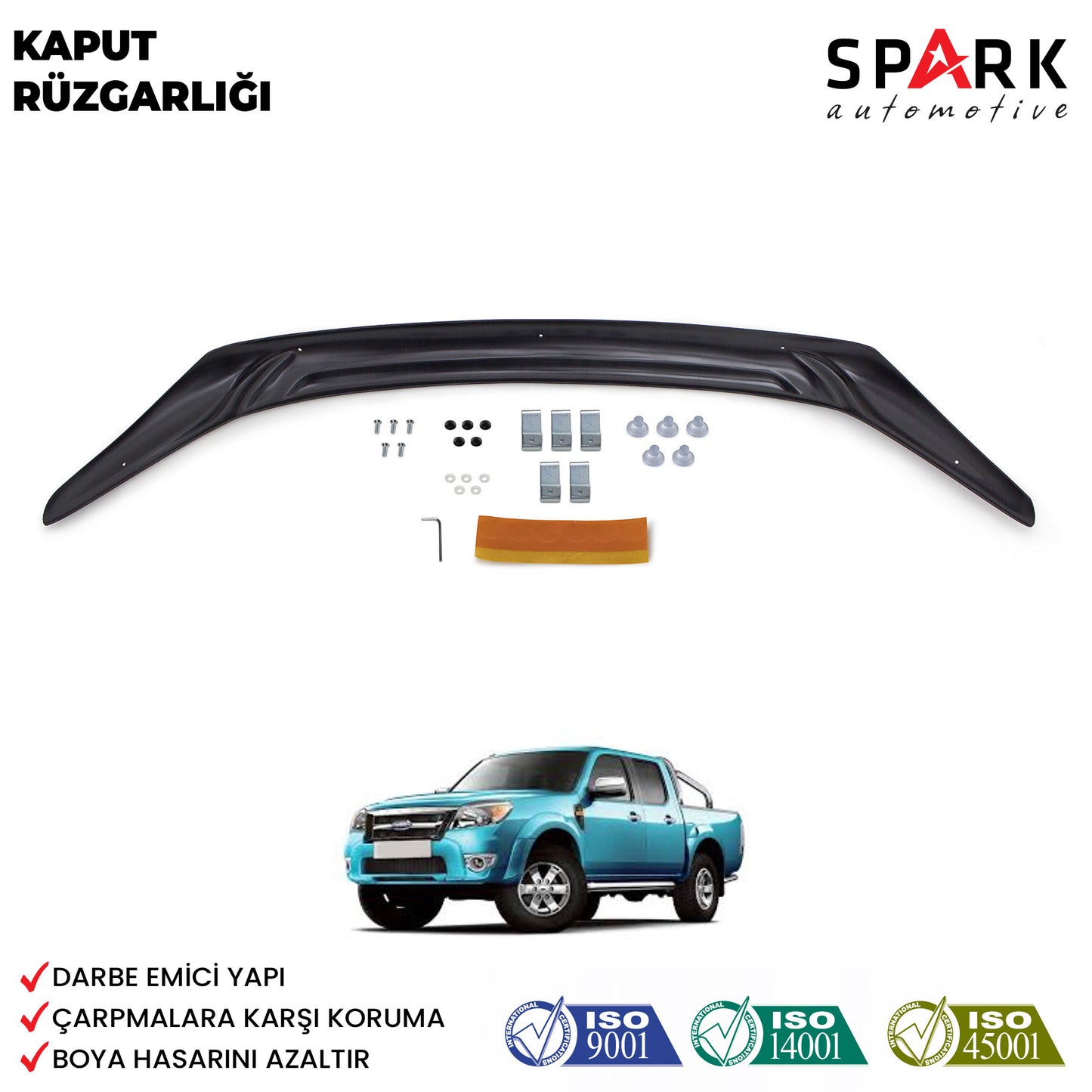 Ford Ranger 2009-2011 Yıl Aralığı Uyumlu Kaput Rüzgarlığı 4mm