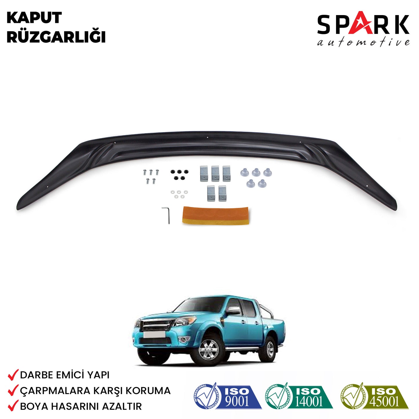 Ford Ranger 2009-2011 Yıl Aralığı Uyumlu Kaput Rüzgarlığı 3mm
