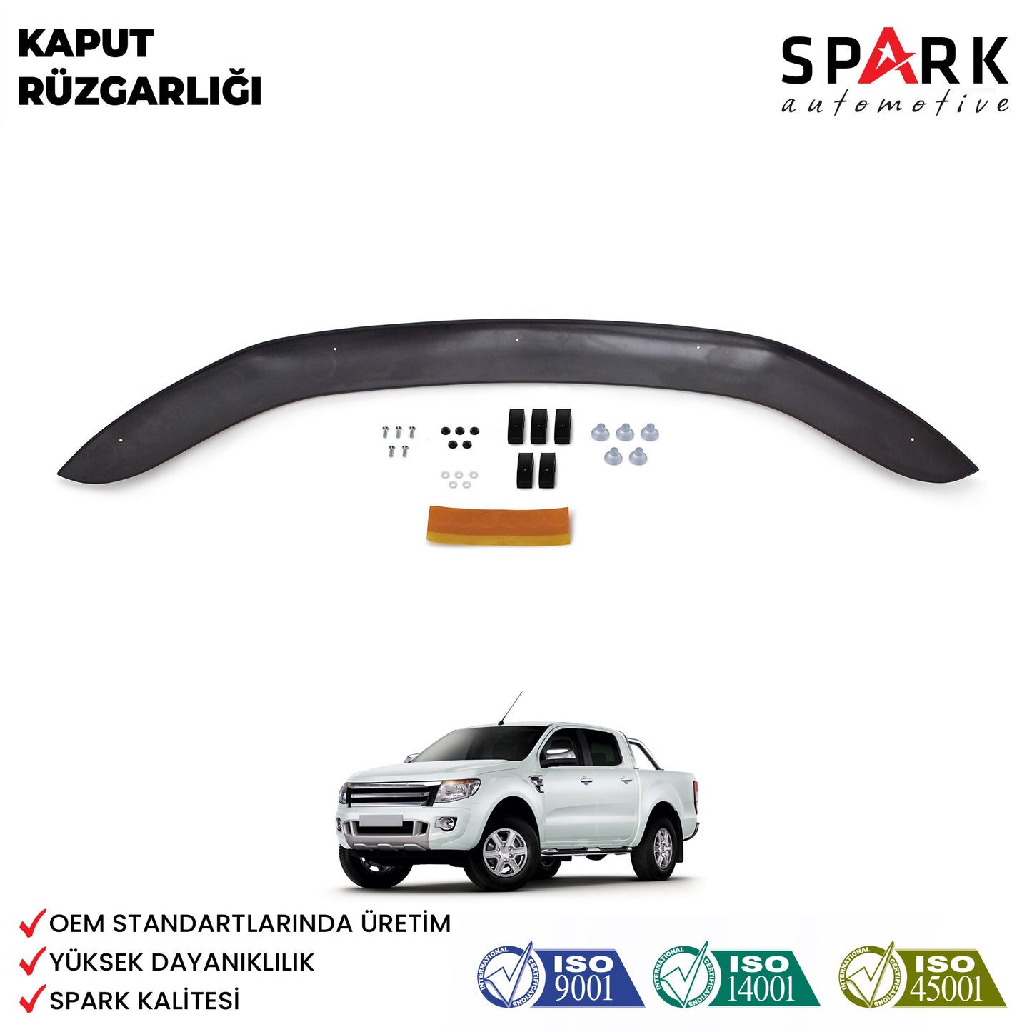 Ford Ranger 2011- 2015 Yıl Aralığı Uyumlu Kaput Rüzgarlığı 4mm