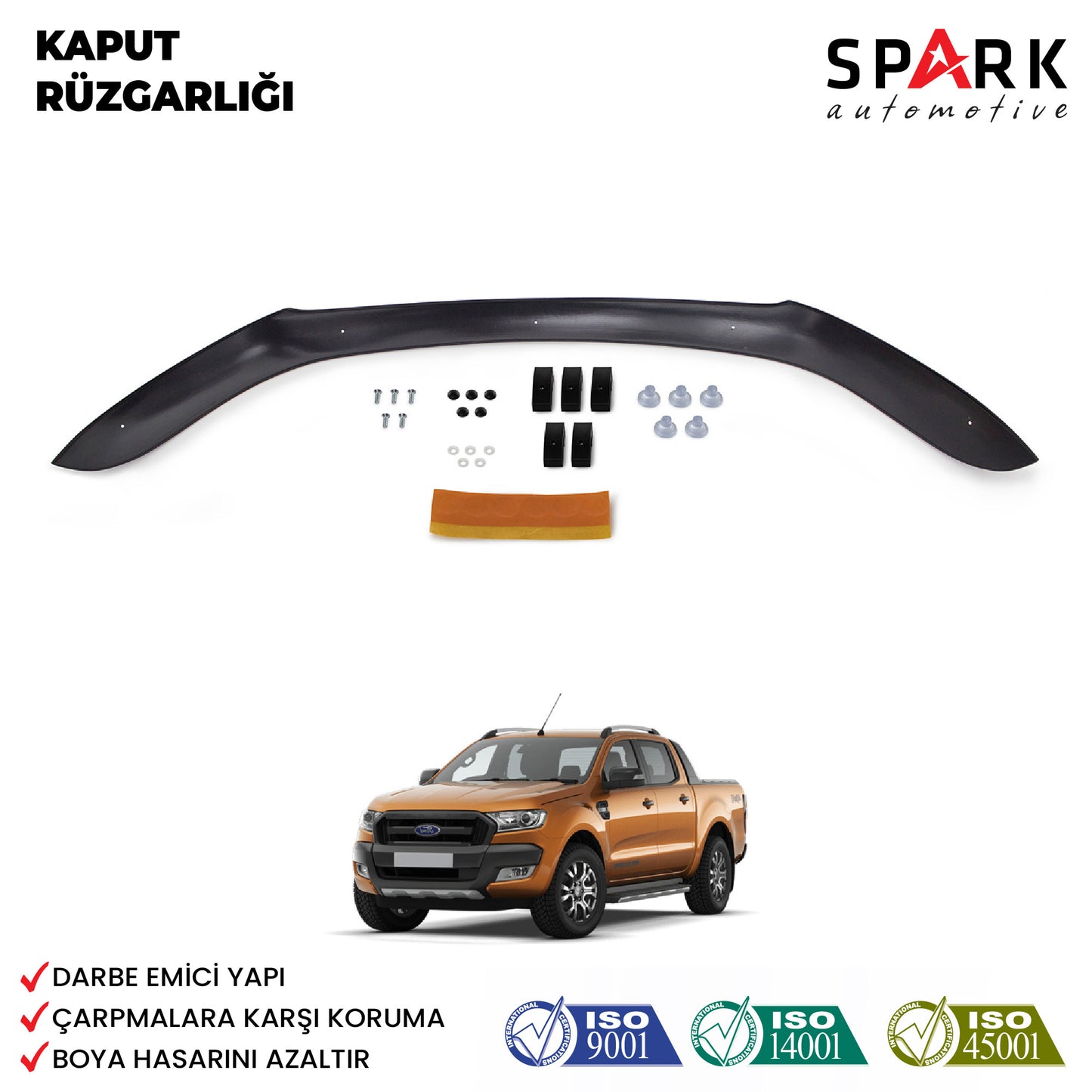 Ford Ranger 2015-2019 Yıl Aralığı Uyumlu Kaput Rüzgarlığı 4mm