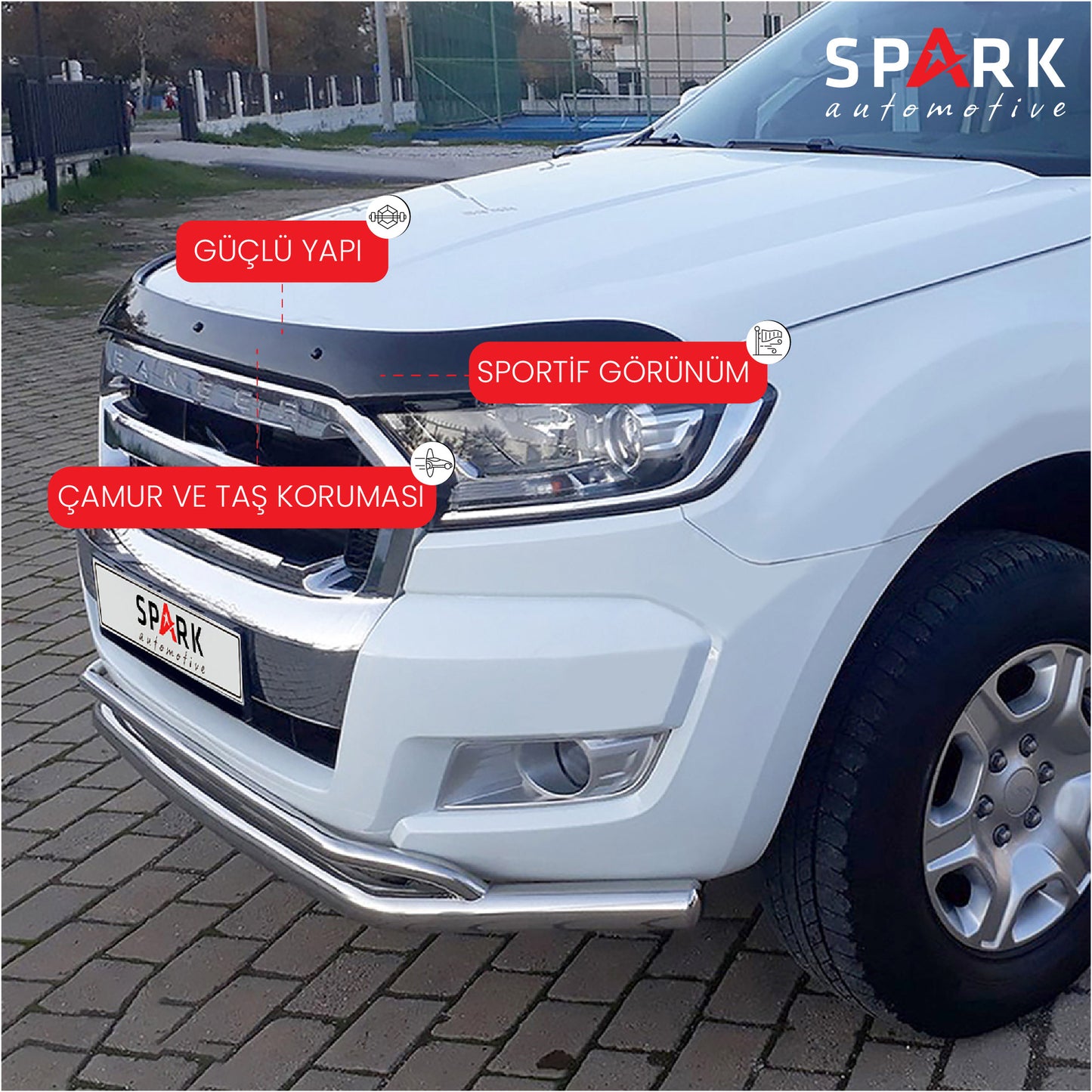 Ford Ranger 2015-2019 Yıl Aralığı Uyumlu Kaput Rüzgarlığı 4mm