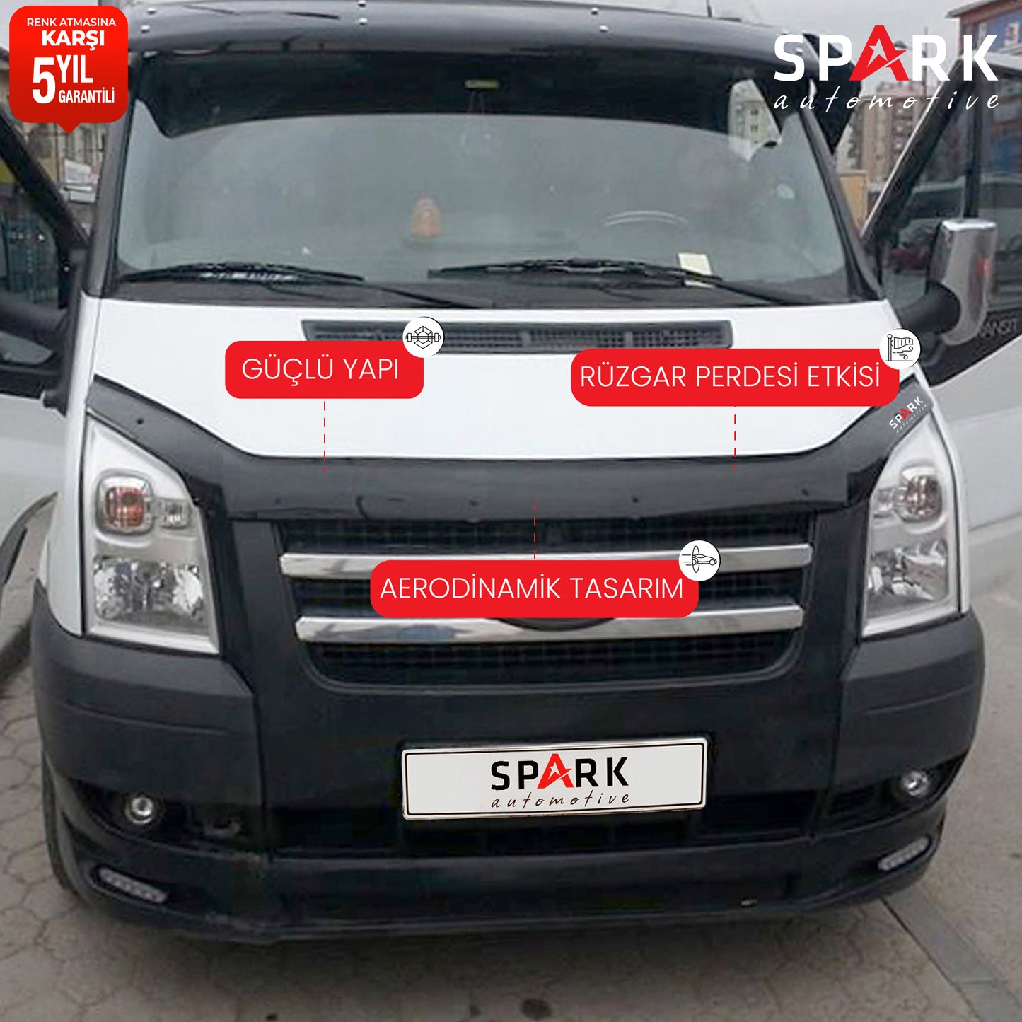 Ford Transit 2006-2013 Yıl Aralığı Uyumlu Ön Kaput Rüzgarlığı 4mm