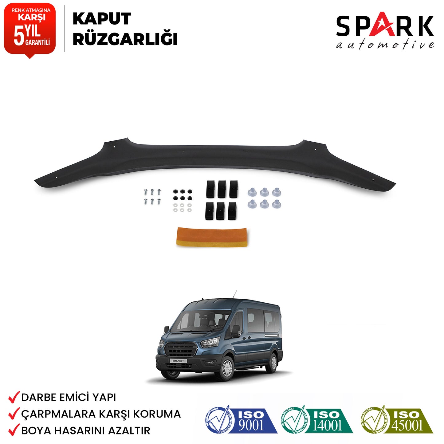 Ford Transit 2014-2018 Yıl Aralığı Uyumlu Kaput Rüzgarlığı 3mm