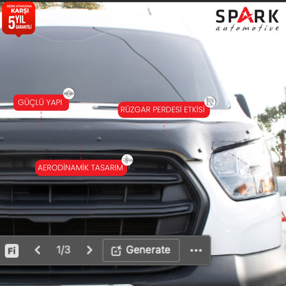 Ford Transit 2014-2018 Yıl Aralığı Uyumlu Kaput Rüzgarlığı 3mm