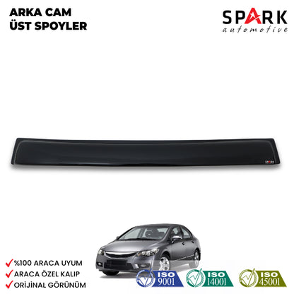 Honda Civic 2006-2012 Yıl Aralığı Uyumlu Arka Cam Üstü Spoyler İnce Model