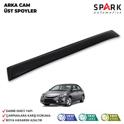 Honda Civic 2006-2012 Yıl Aralığı Uyumlu Arka Cam Üstü Spoyler İnce Model
