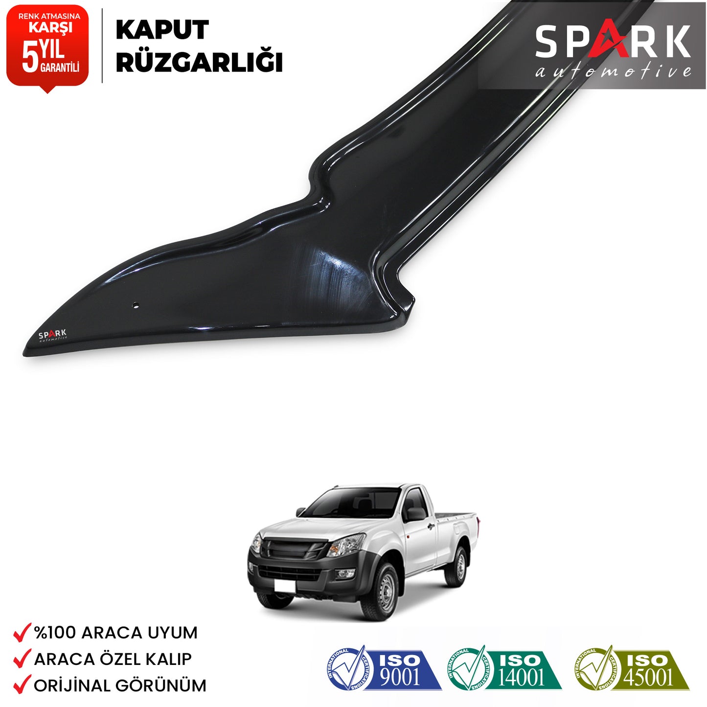 Isuzu D-Max 2012-2017 Yıl Aralığı Uyumlu Kaput Rüzgarlığı 3mm