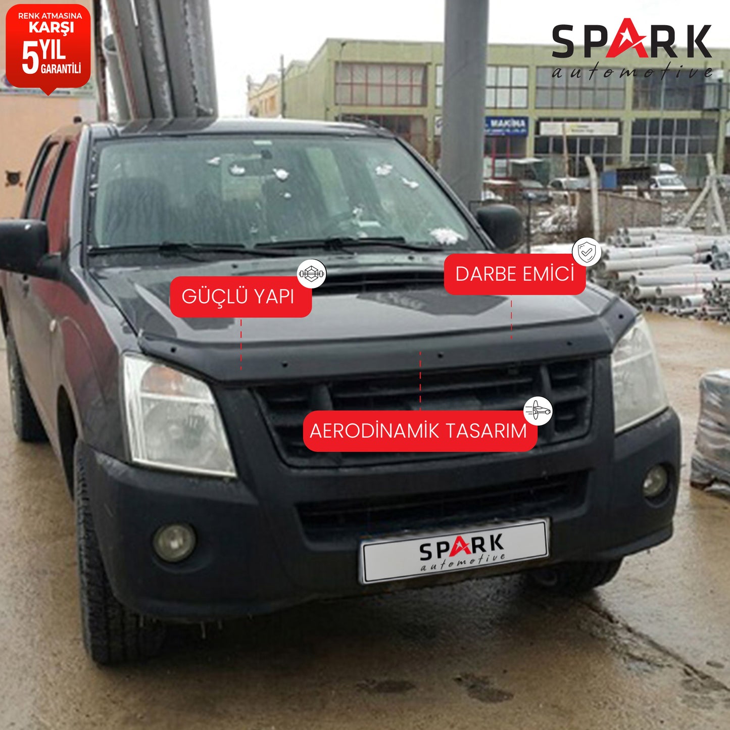 Isuzu D-Max 2006-2012 Yıl Aralığı Uyumlu Kaput Rüzgarlığı 3mm