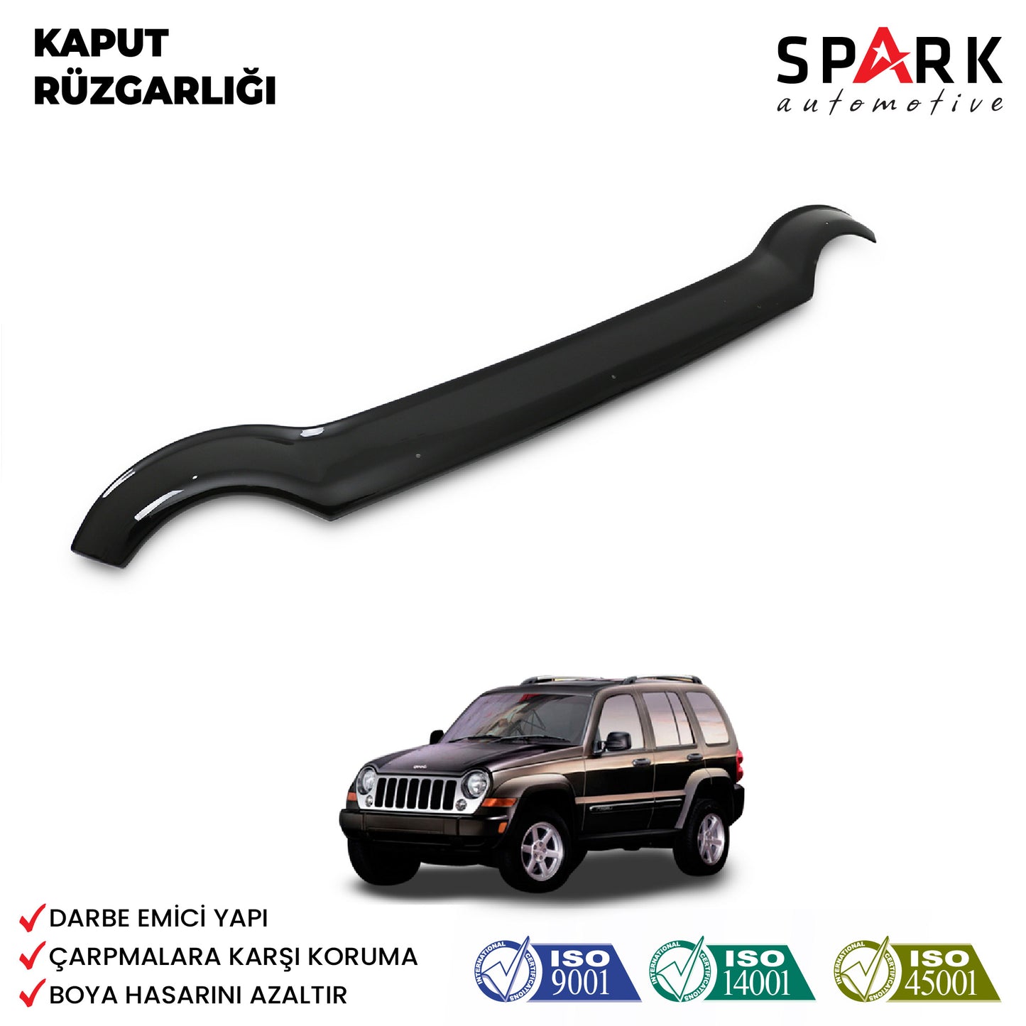 Jeep Cherokee 2002-2008 Yıl Aralığı Uyumlu Kaput Rüzgarlığı 4mm