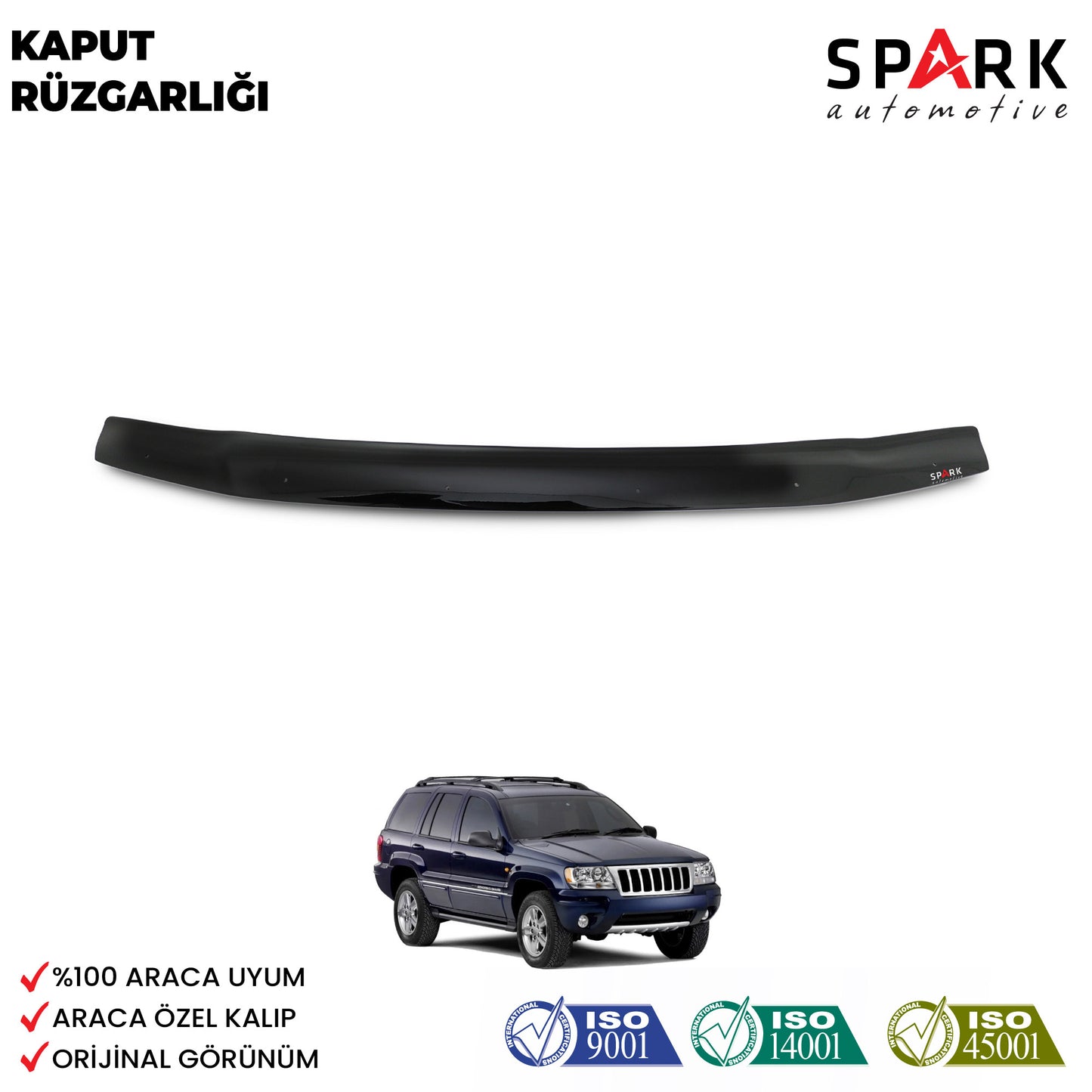 Jeep Grand Cherokee 1999 Yılı Ve Sonrası Uyumlu Kaput Rüzgarlığı 4mm
