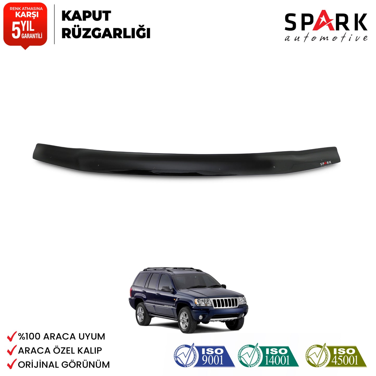 Jeep Grand Cherokee 1999 Yılı Ve Sonrası Uyumlu Kaput Rüzgarlığı 3mm