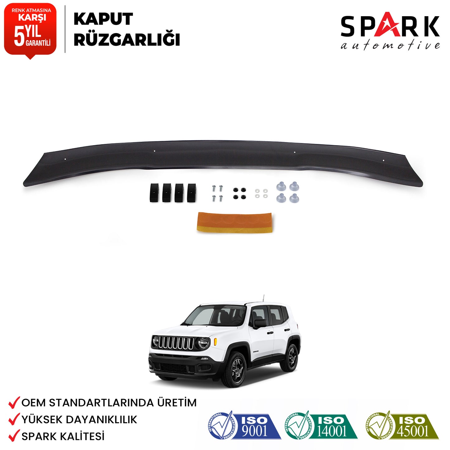 Jeep Renegade 2015 Yılı Ve Sonrası Uyumlu Kaput Rüzgarlığı 3mm