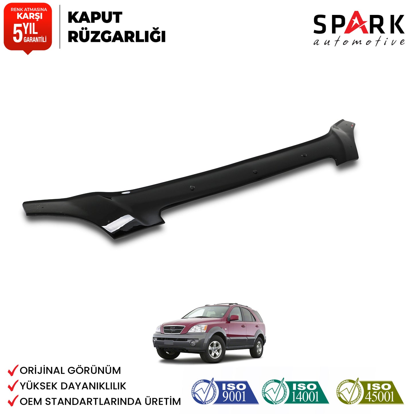 Kia Sorento 2002-2006 Yılları Arası Uyumlu Kaput Rüzgarlığı 3mm