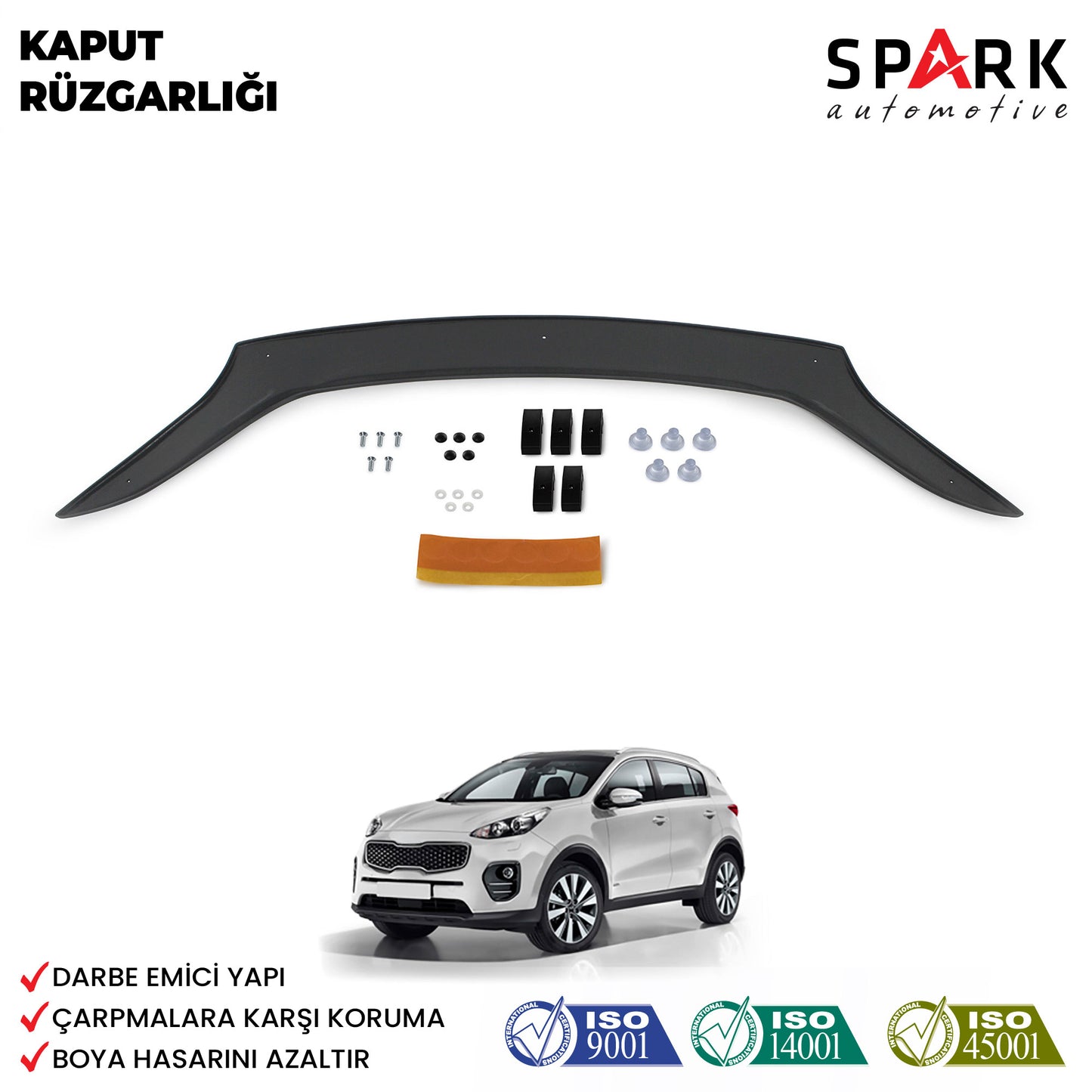 Kia Sportage 2016-2019 Yılları Arası Uyumlu Kaput Rüzgarlığı 4mm