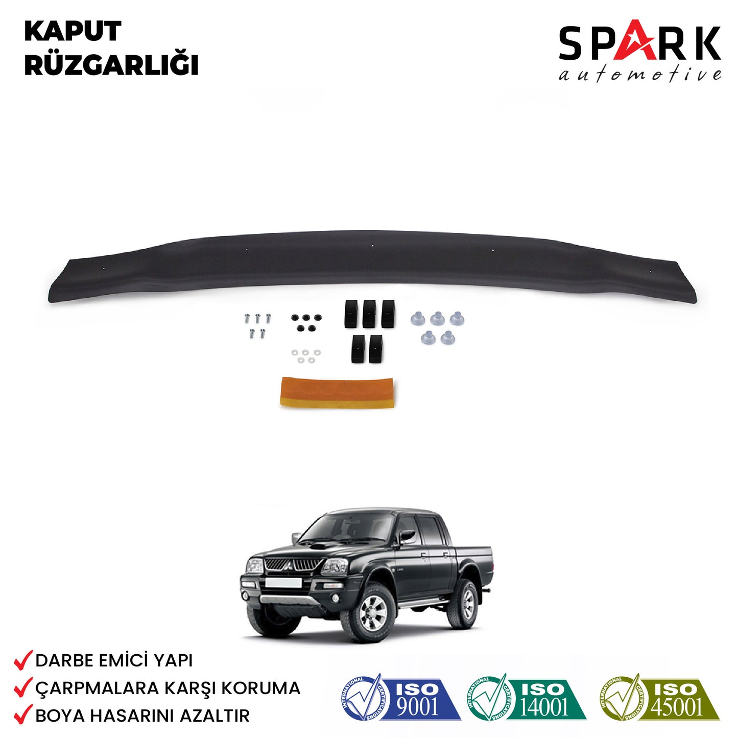 Mitsubishi L200 1996-2006 Yıl Aralığı Uyumlu Kaput Rüzgarlığı 4mm