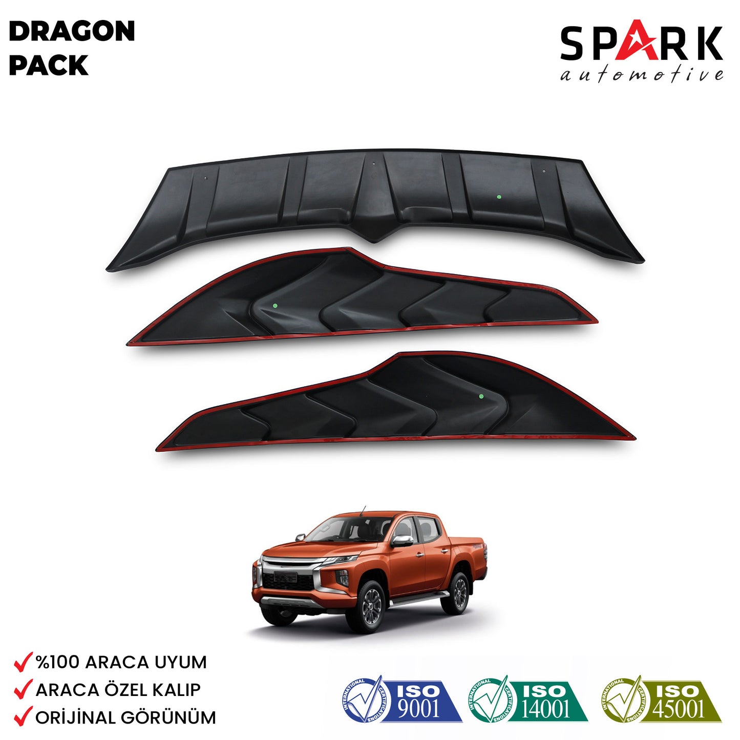 Mitsubishi L200 2019- Yılı ve Sonrası Uyumlu Dragon Pack 3 Parça