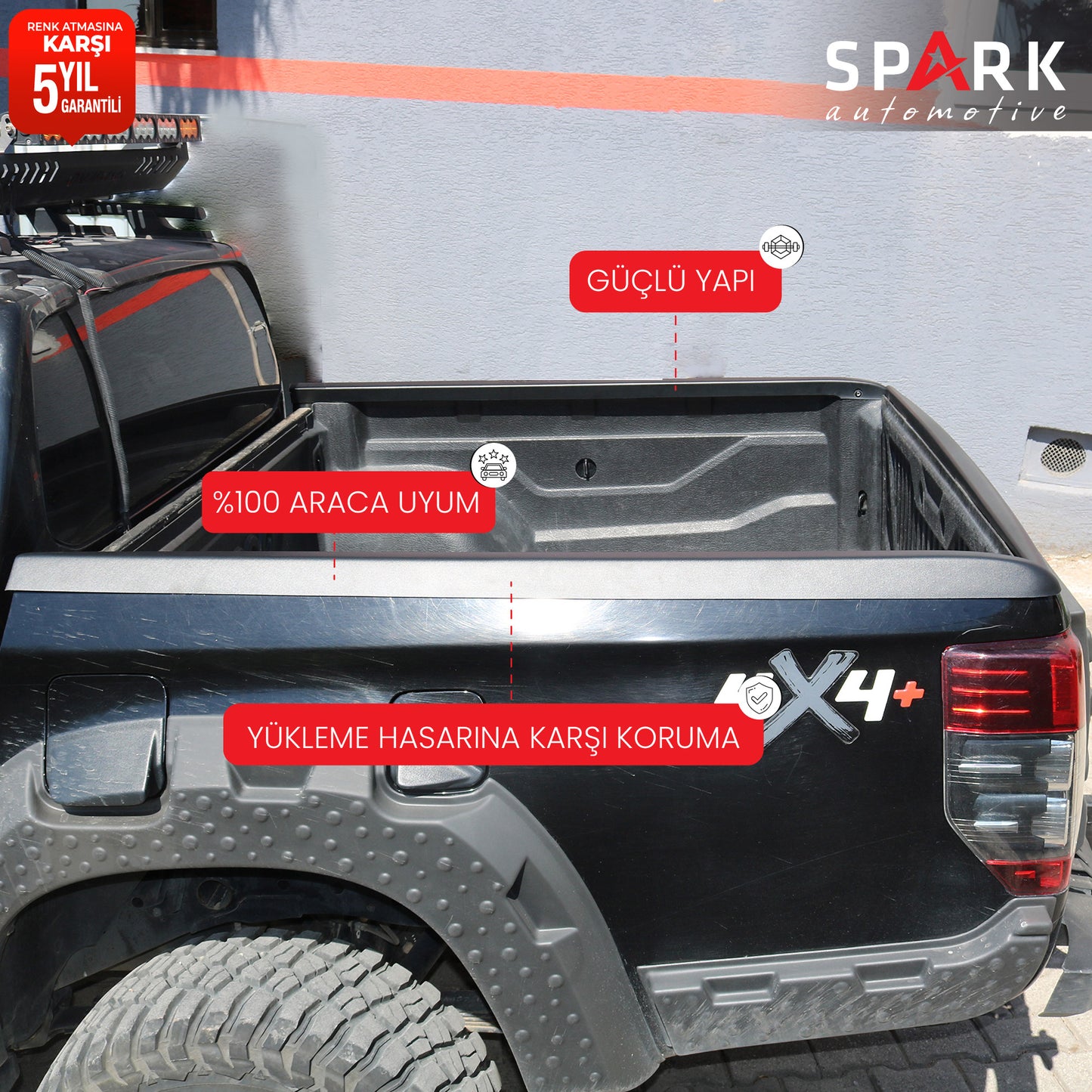 Mitsubishi L200 2019- Yılı ve Sonrası Uyumlu Kasa Kenar Koruma 3 Parça