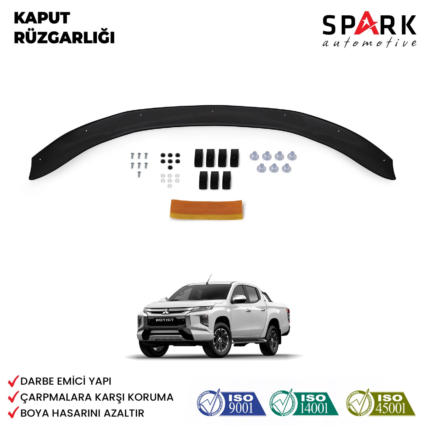 Mitsubishi L200 2019- Yılı ve Sonrası Uyumlu Kaput Rüzgarlığı 4mm