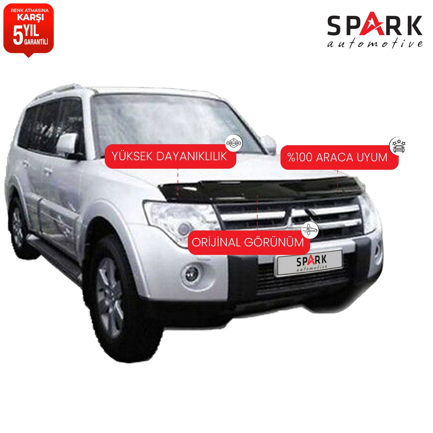 Mitsubishi Pajero 2007-2019 Yıl Aralığı Uyumlu Kaput Rüzgarlığı 4mm