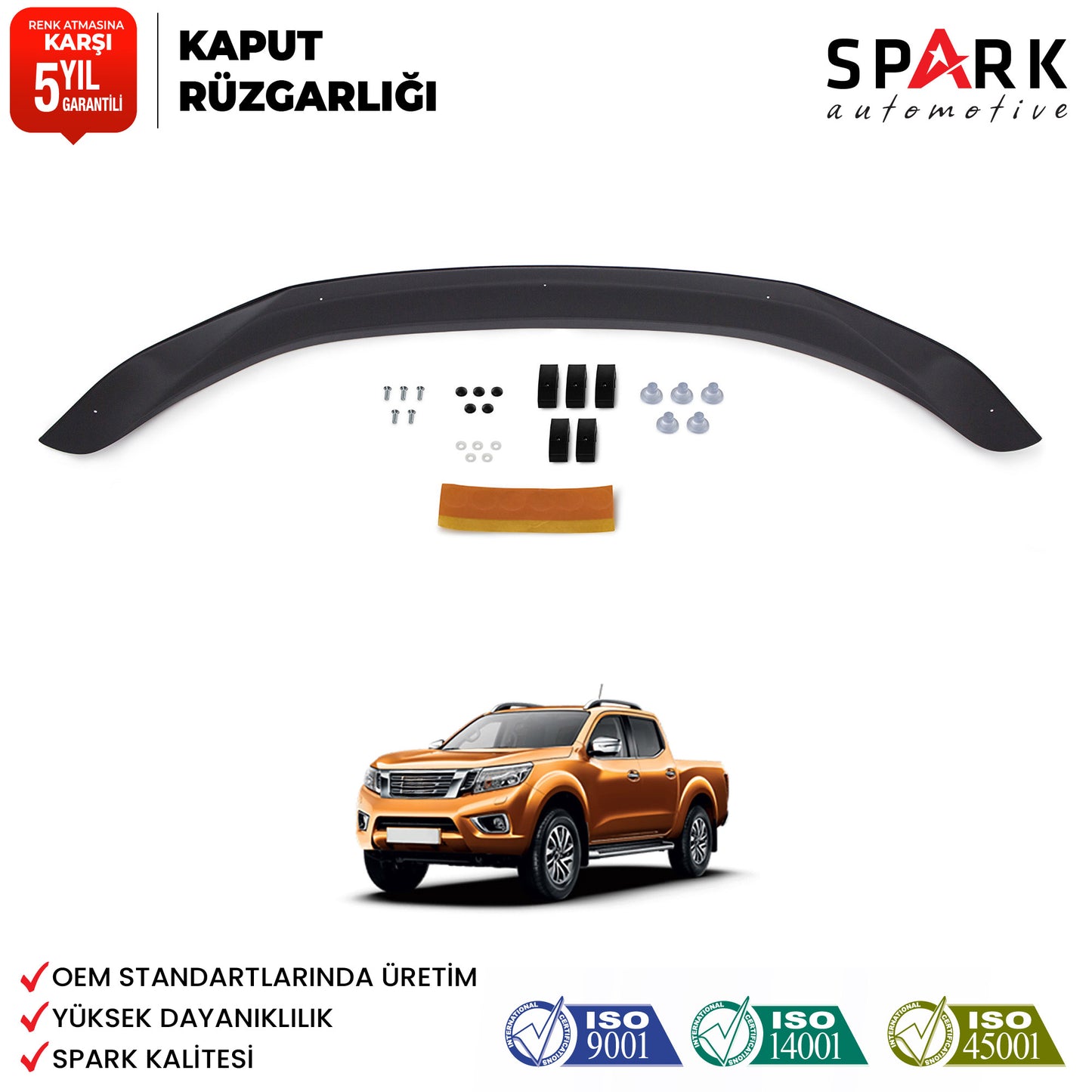 Nissan Navara 2016-2021 Yıl Aralığı Uyumlu Kaput Rüzgarlığı 3mm