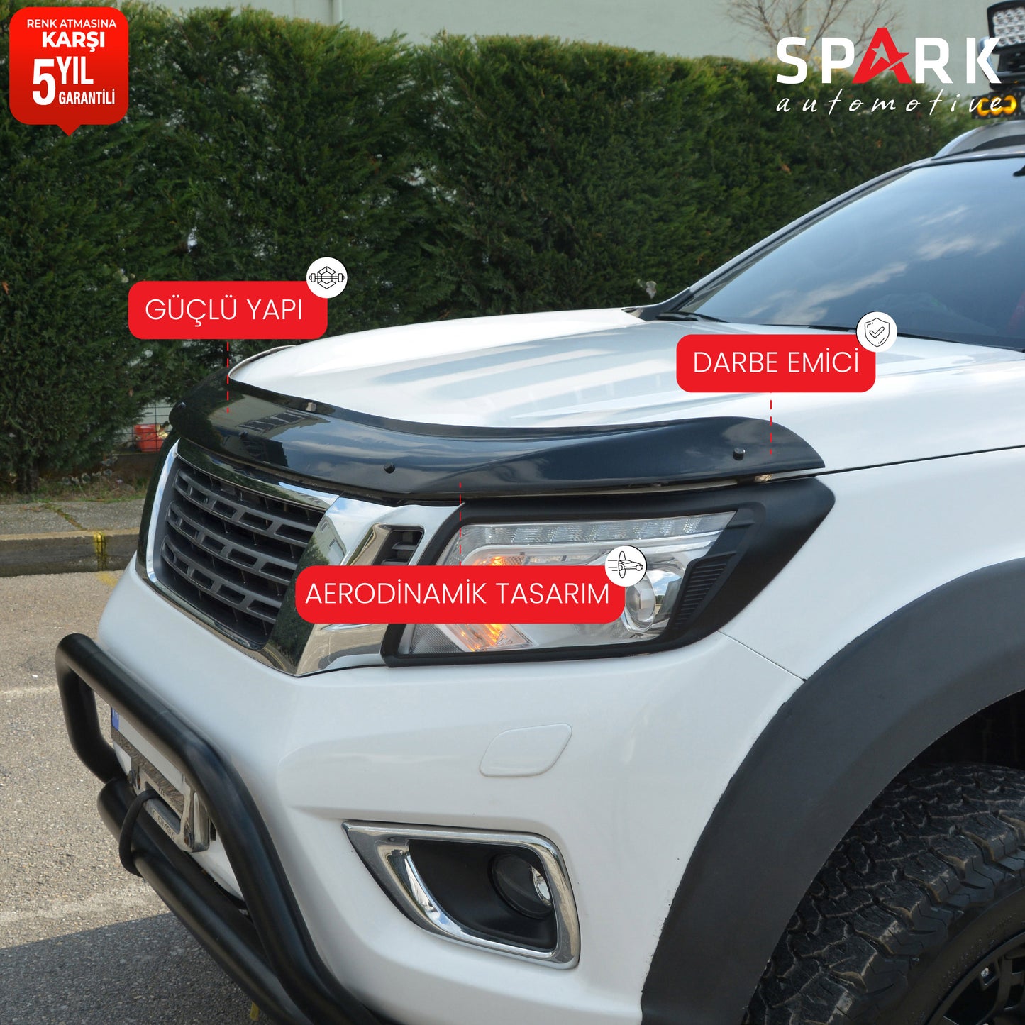 Nissan Navara 2016-2021 Yıl Aralığı Uyumlu Kaput Rüzgarlığı 4mm
