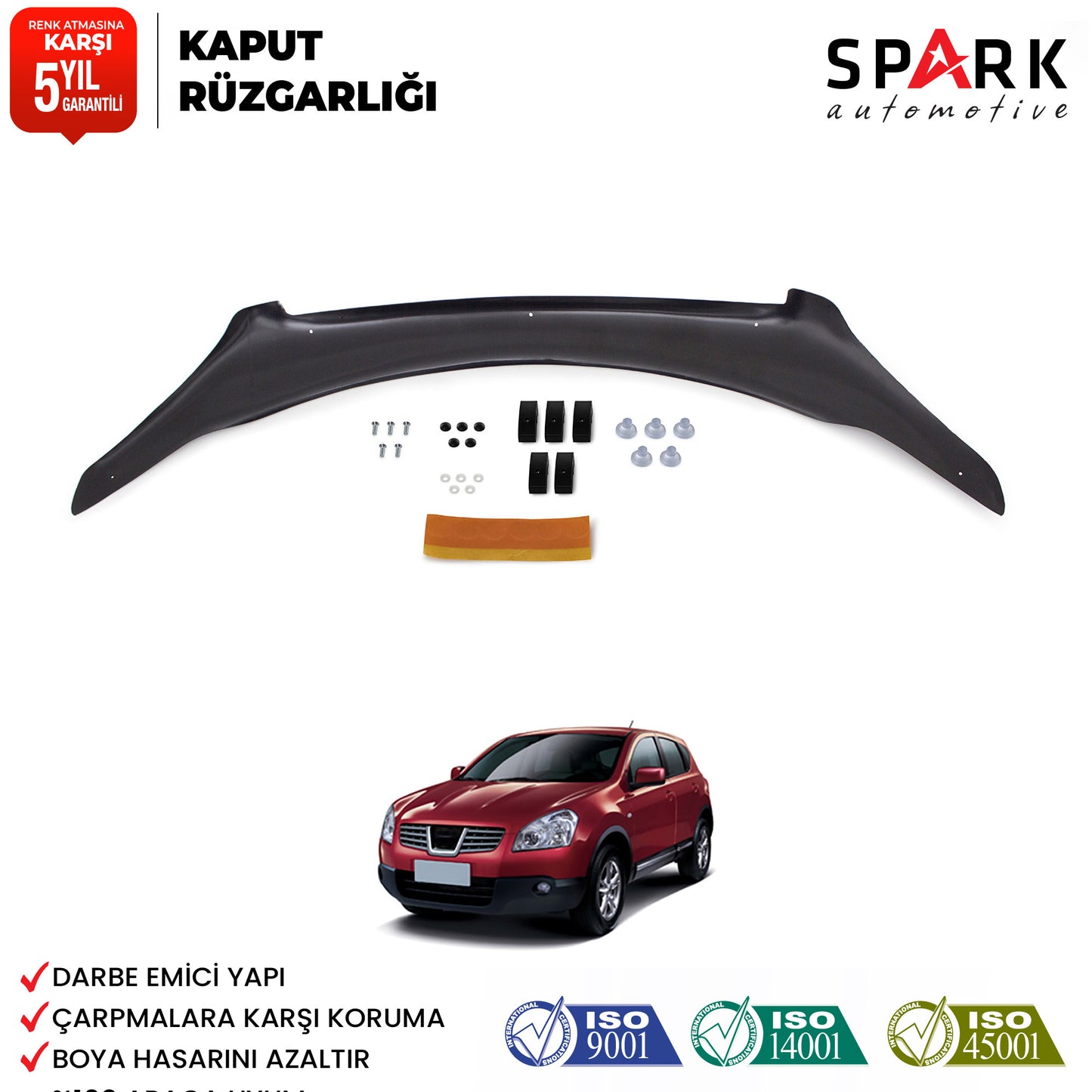 Nissan Qashqai 2007-2010 Yıl Aralığı Uyumlu Kaput Rüzgarlığı 3mm