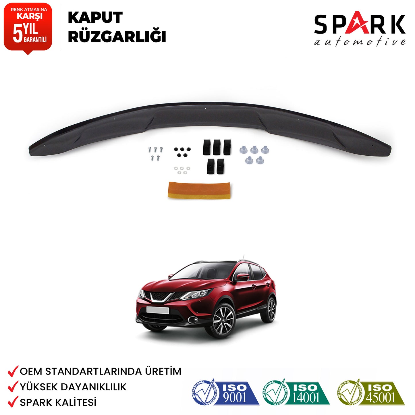 Nissan Qashqai 2014-2016 Yıl Aralığı Uyumlu Kaput Rüzgarlığı 3mm