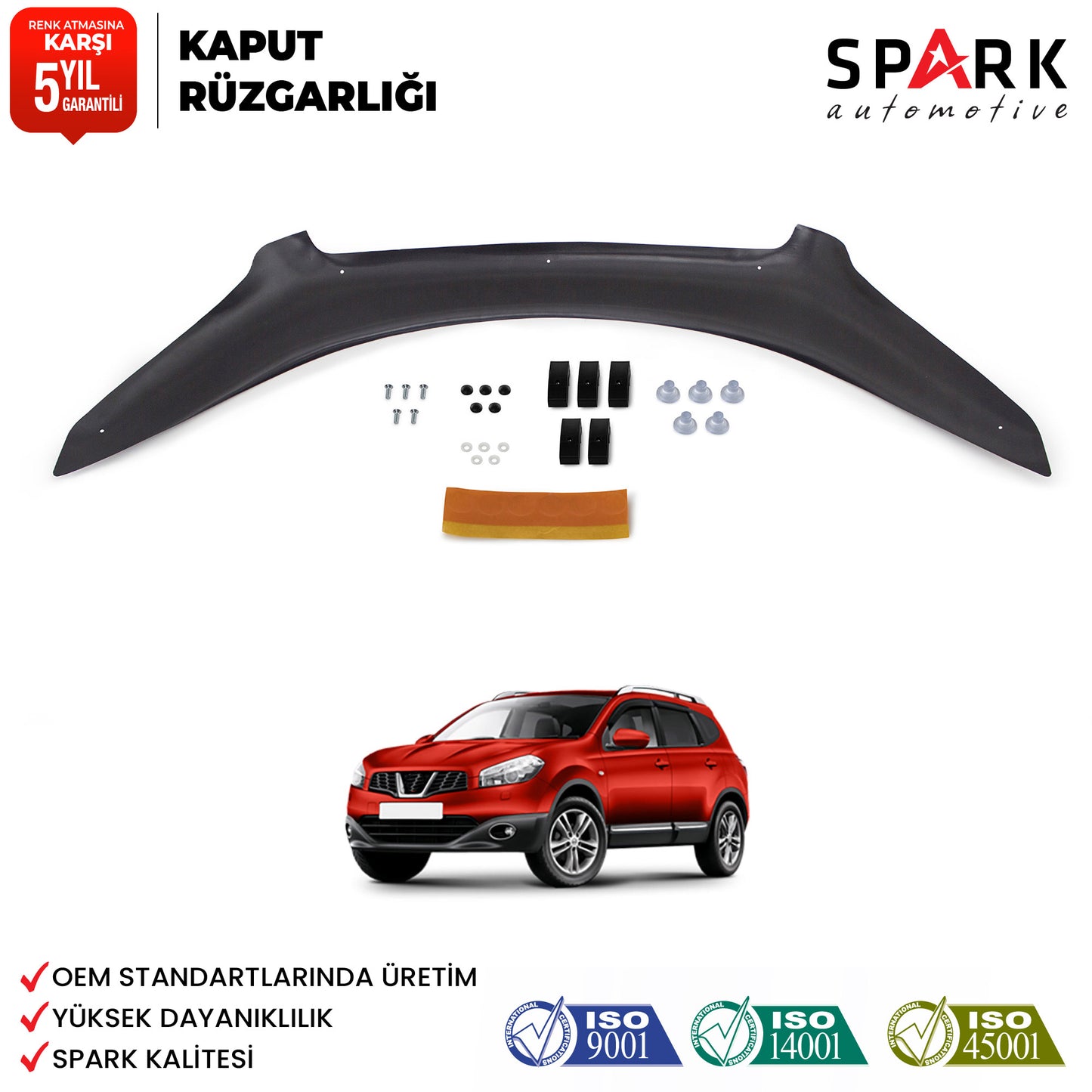 Nissan Qashqai 2010-2013 Yıl Aralığı Uyumlu Kaput Rüzgarlığı 3mm