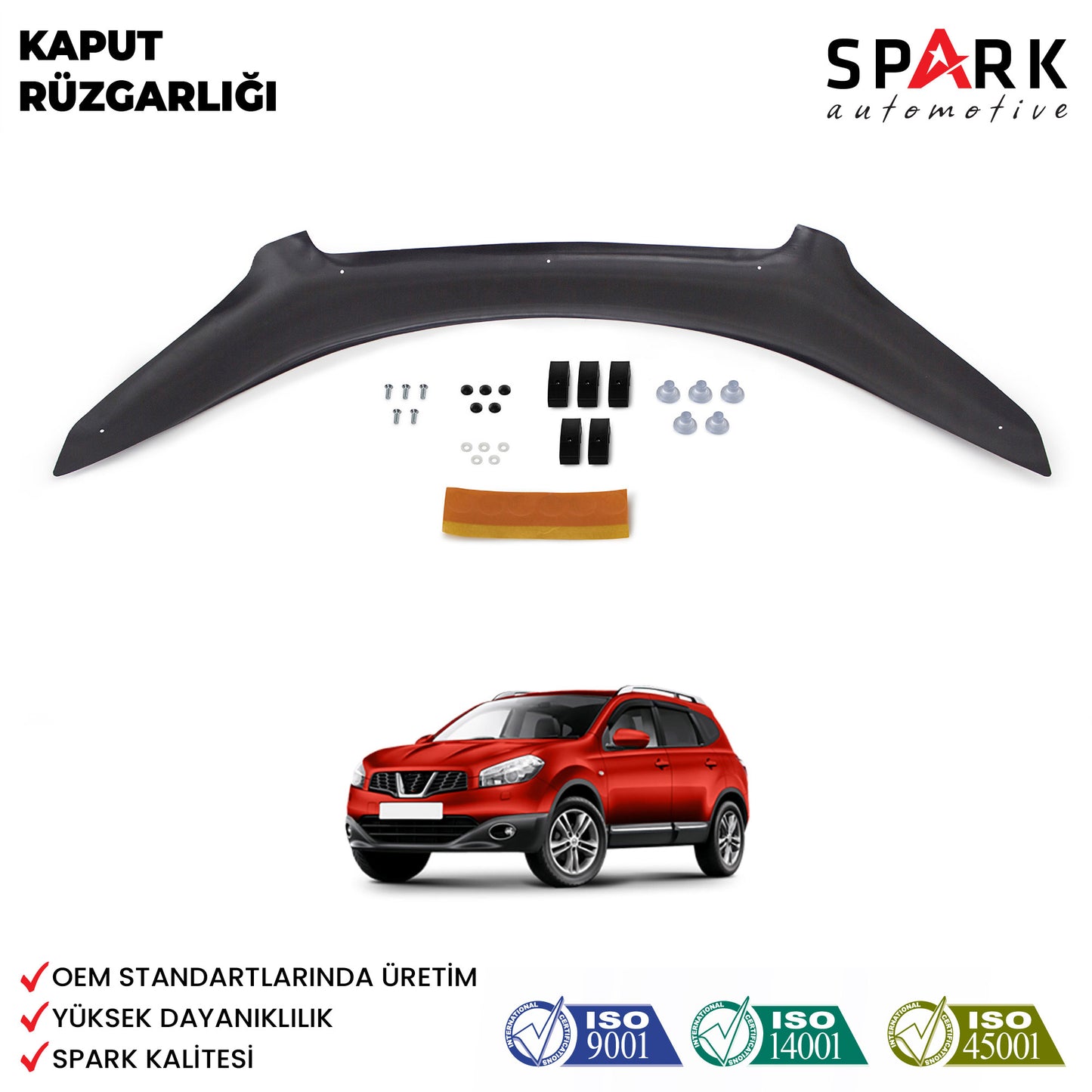 Nissan Qashqai 2010-2013 Yıl Aralığı Uyumlu Kaput Rüzgarlığı 4mm