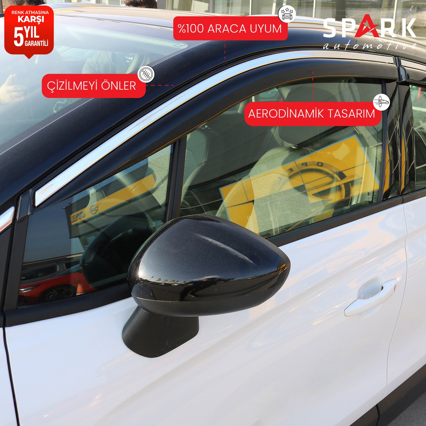Opel Crossland 2021 Yılı Ve Üzeri Yan Cam Rüzgarlık 4 Prç. (Kromlu))