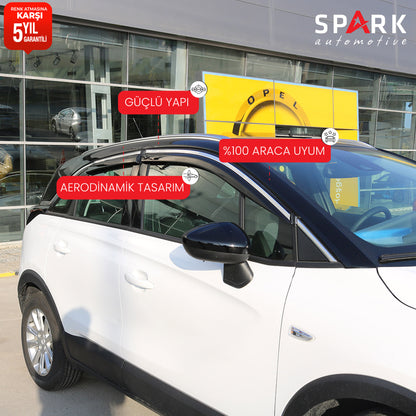 Opel Crossland 2021 Yılı Ve Üzeri Yan Cam Rüzgarlık 4 Prç. (Kromlu))