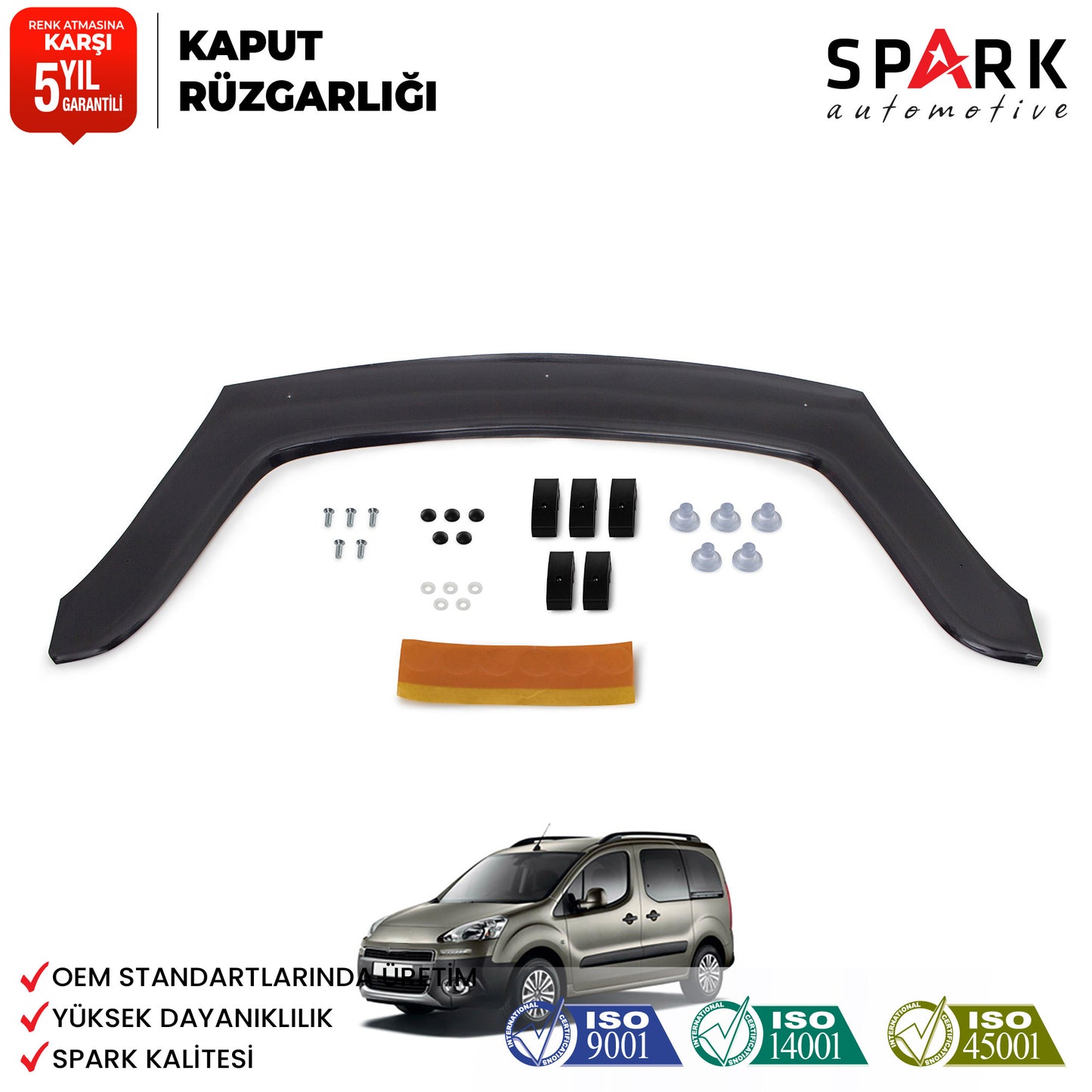 Peugeot Partner Tepee 2009-2015 Yıl Aralığı Uyumlu Ön Kaput Rüzgarlık 3mm