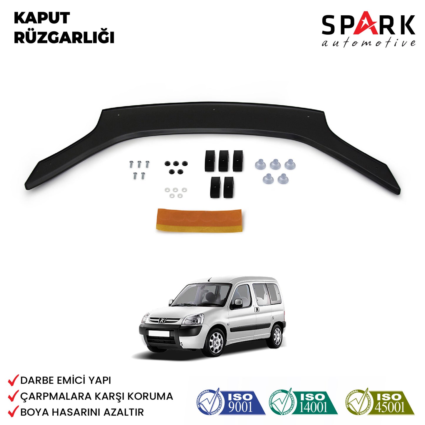 Peugeot Partner Tepee 2004-2008 Yıl Aralığı Uyumlu Ön Kaput Rüzgarlık 3mm