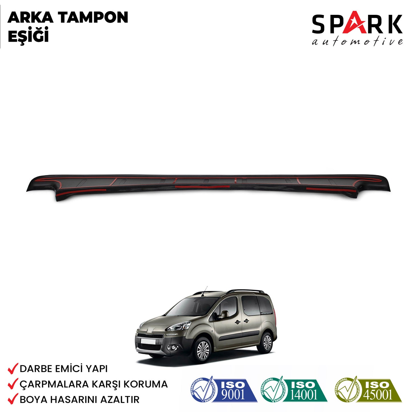 Peugeot Partner Tepee 2009-2015 Yıl Aralığı Uyumlu Arka Tampon Eşiği Mat